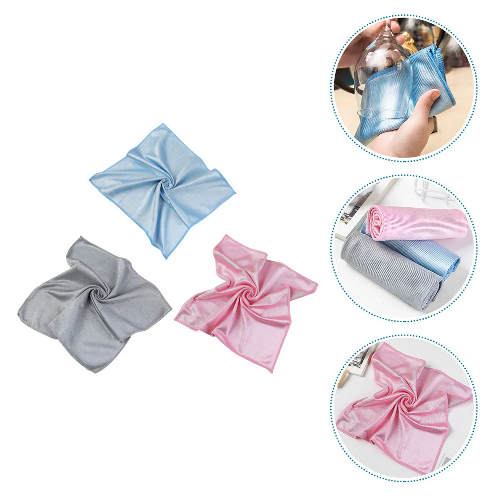 

3 Pcs Rag Cleaning Cloth Towel for Glass Cloths Microfiber Window Glasses Polishing Towels