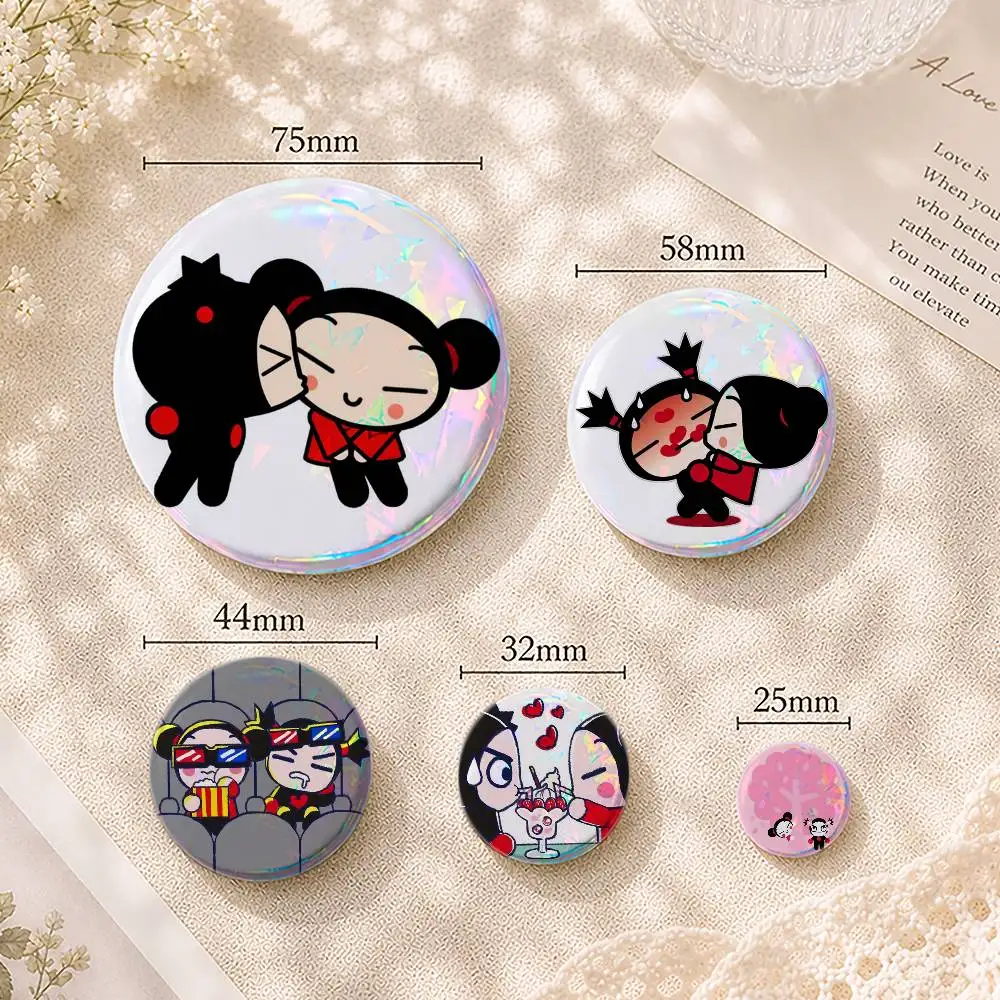 

Love P-Pucca and G-Garu Custom Printed Tinplate Pins Personalized Lapel Badge Gifts