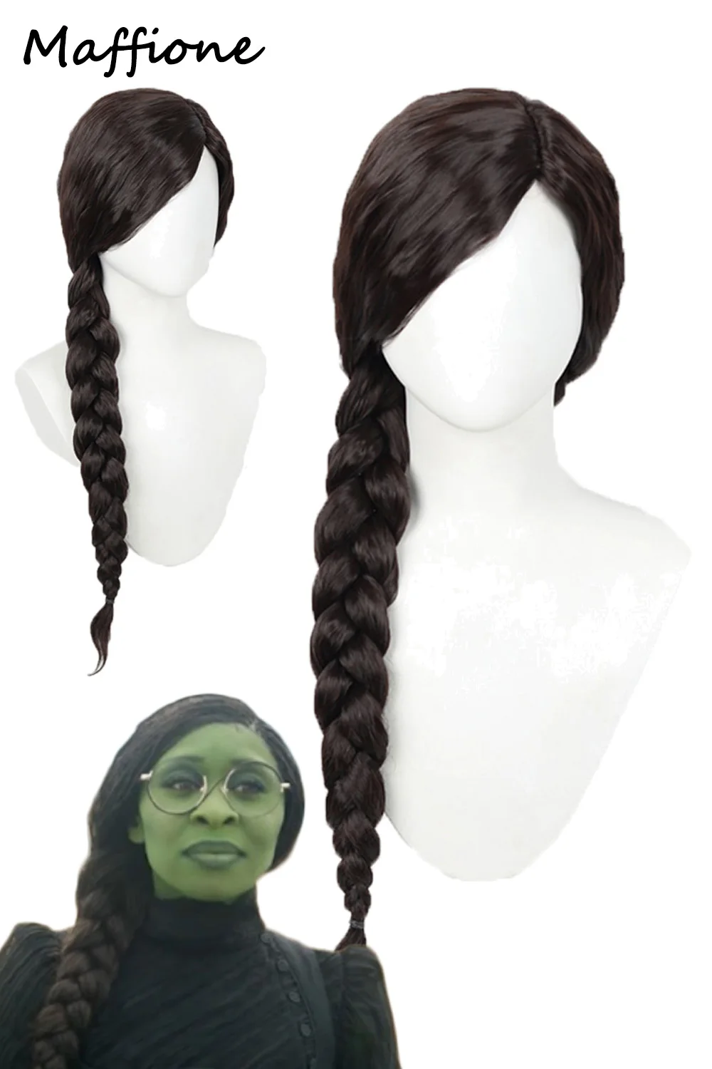 

Черный парик Wicked Elphaba, аксессуары для костюмов для косплея, парики с косой, женский реквизит для ролевых игр, карнавальные костюмы на Хэллоуин