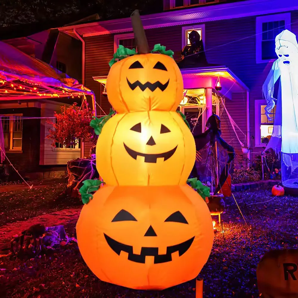 膨らませるタイプのハロウィン屋外装飾カボチャ、庭の芝生に置くライト付きの膨らませる装飾、ホリデーパーティーに最適