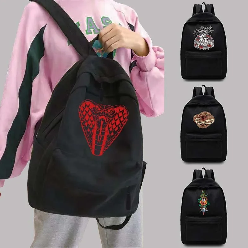 

Women's Backpack Unisex School Bag Teen College Travel Backpack Cobra Pattern Harajuku Sports Backpacks One Shoulder Laptop Bags