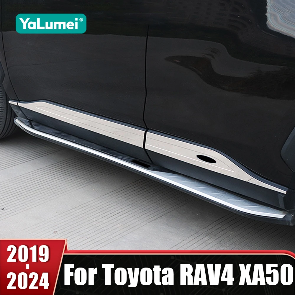 

Stainless Steel Car Side Body Door Strip Trim Stickers For Toyota RAV4 XA50 2019 2020 2021 2022 2023 2024 Hybrid Accessories