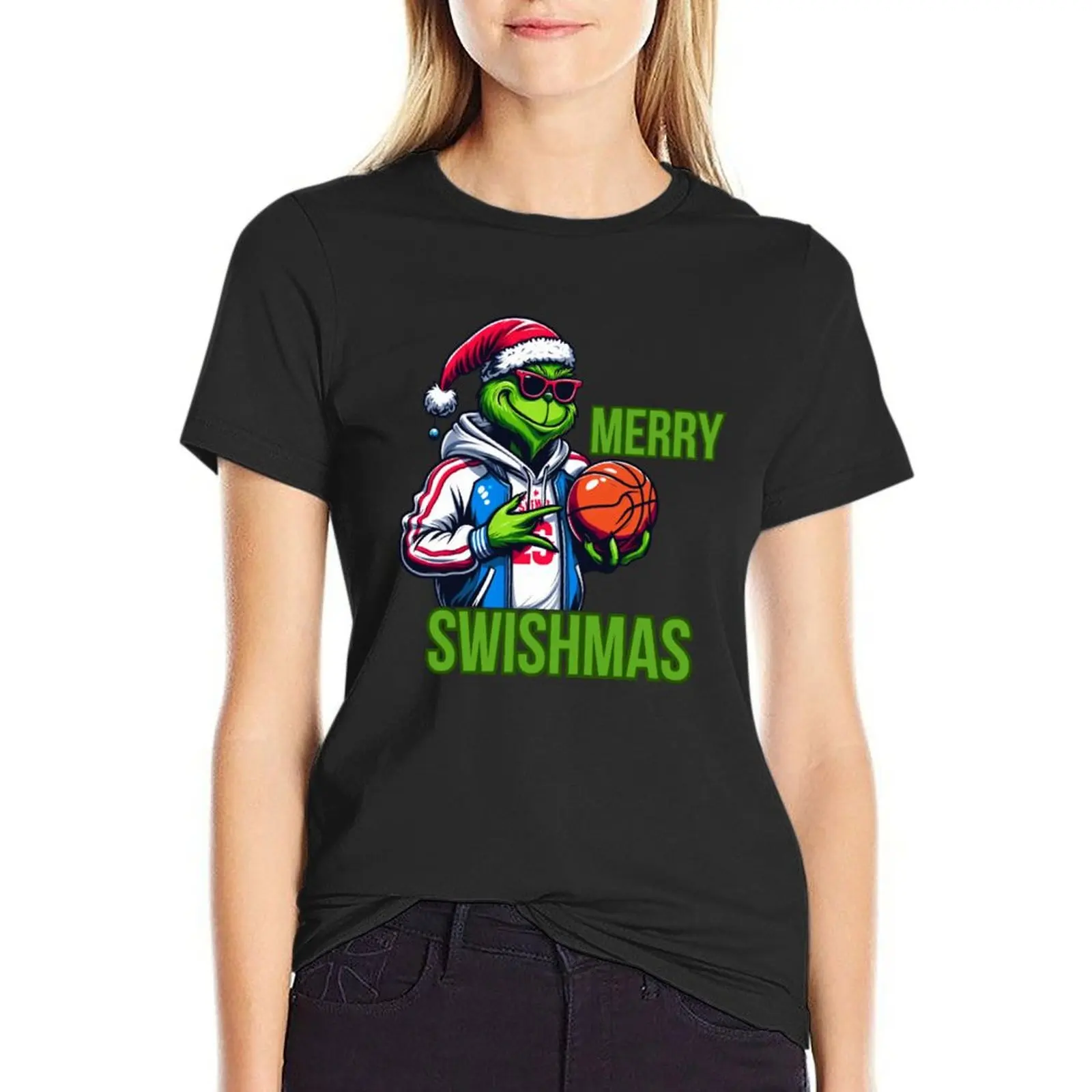 Merry Swishmas T-Shirt shirts graphic tees aesthetic clothes quick-drying t shirts for Women