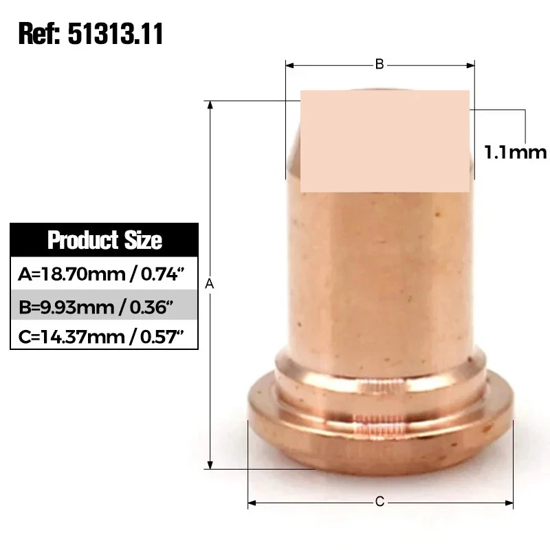 (PKG/100~200pcs) IPT-60 PT-60 PTM60 PTM-60 IPT-40 PT60 Plasma Cutter Torch 52582 Electrode 51313 Nozzle 1.1mm / 1.0mm 40A-60A