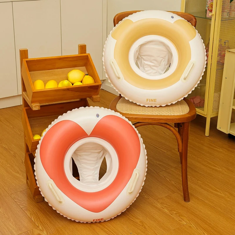 

Korean Version Ins Love Children'S Swimming Seat Ring Retro Inflatable Teddy Bear With Sunshade Children'S Seat Cushion Ring