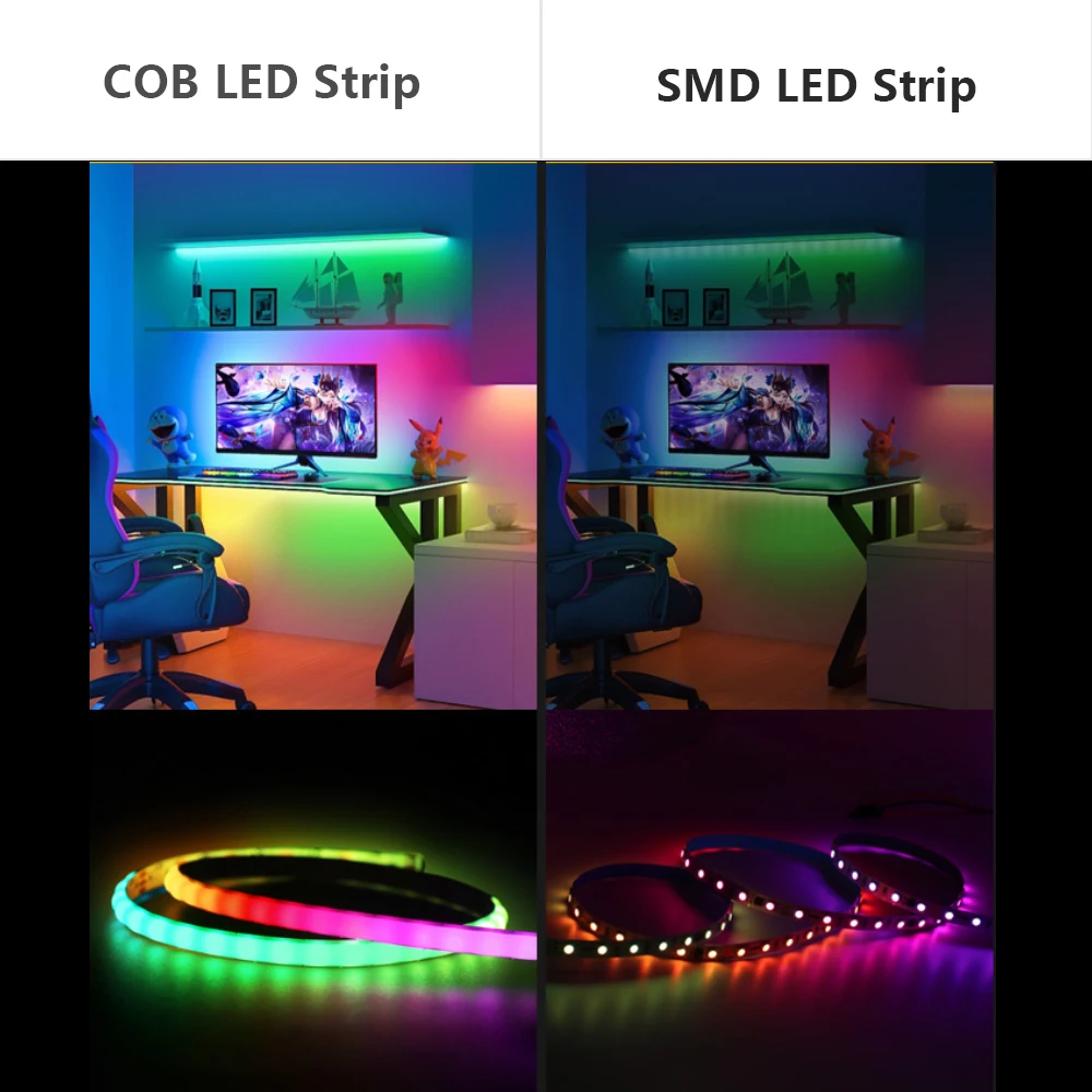 Tira LED COB endereçável individualmente, Pixel RGB para Carft, Decoração PC DIY, Gamer, 160LED/m, 5mm, Cor dos Sonhos, Fita LED ARGB, RGB-IC