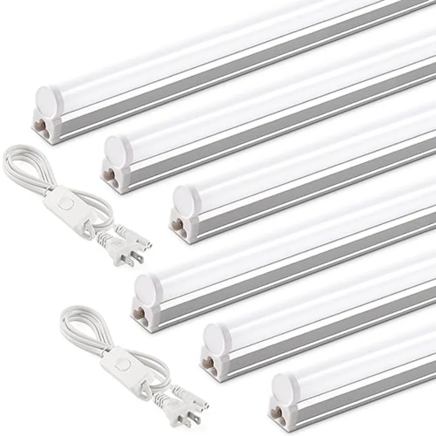 

T5 4Feet LED Shop Light, 2 Pcs Power Cords Super Bright White 2200lm 20W Utility Light Fixture, Ceiling Commercial Bay Light fo