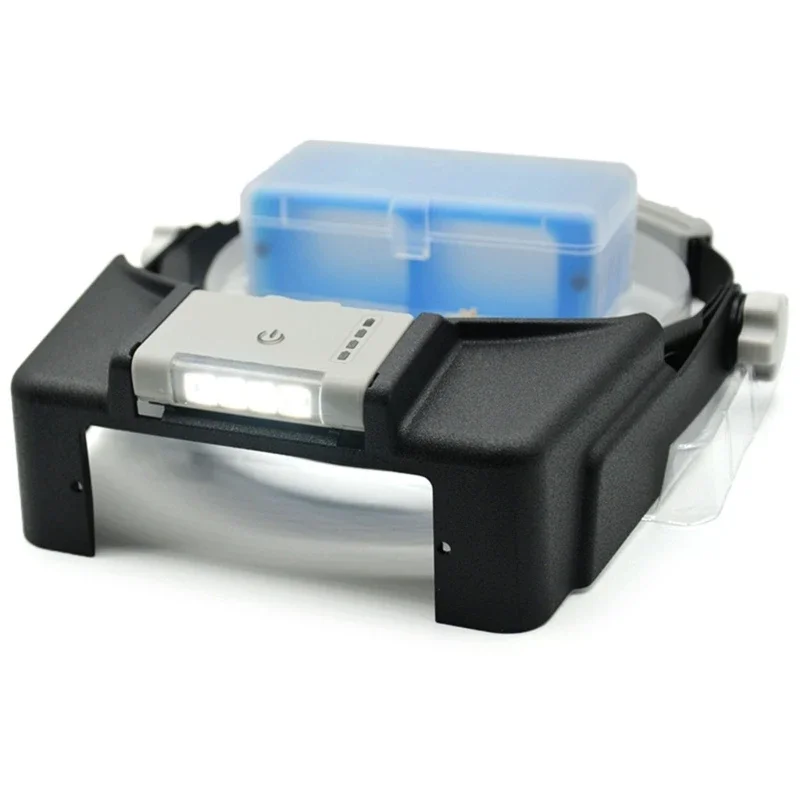 LED Heads Magnifier,Hands Headband Glasses with 4 Led,Professional-Jeweler Loupe,1.5X 2X 2.5X 3.5X Magnifier