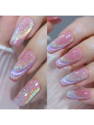MIANEL Super Flash Laser Rainbow Cat Eye Gel Nail Polish Versatile Sparkle Cat Eye Diamond Pigment Sparkle Rainbow 1-10pcs