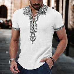 T-shirt abbottonate con scollo a V manica corta per il tempo libero uomo primavera estate moda Patchwork modello stampa top abbigliamento uomo camicie Casual