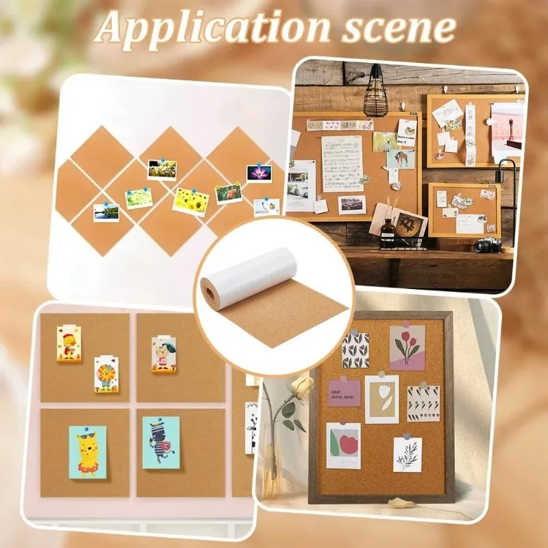 1 Roll Self-Adhesive Cork Sheet Roll Cork Board for Bulletin Boards Wall Decorations DIY Crafts Party