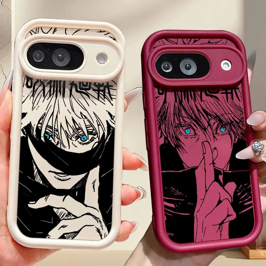 

Jujutsu Kaisen Gojo Satoru Cover For Google Pixel 10 9A 9 8A 8 7A 7 Pro XL Eyes Ladder Lanyard Soft TPU Fashion Cool Phone Case