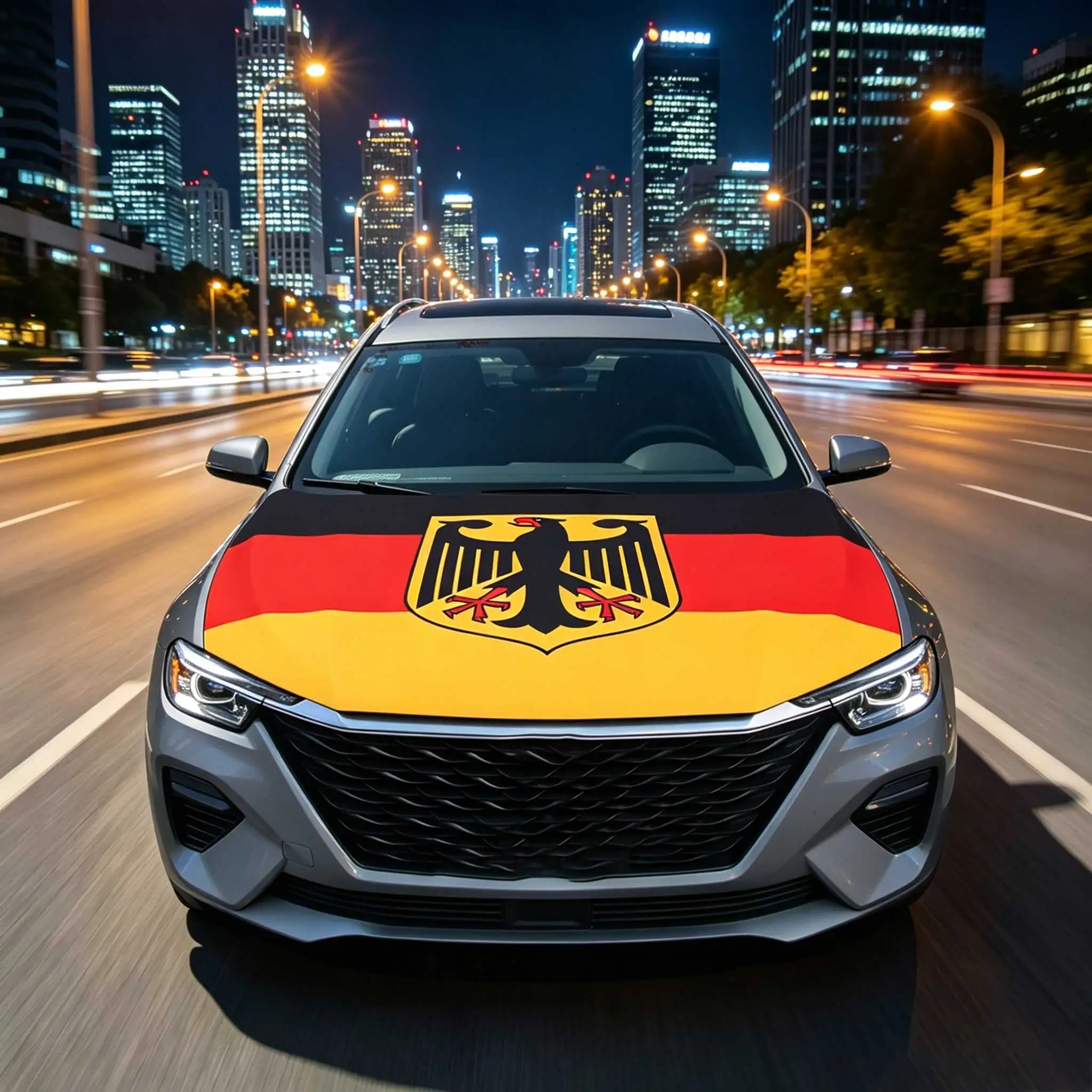 3.8x5.3fts National Germany Flag Banner German Coat Of Arms Eagle Car Hood Cover Elastic Fabrics Engine Cover For Decoration