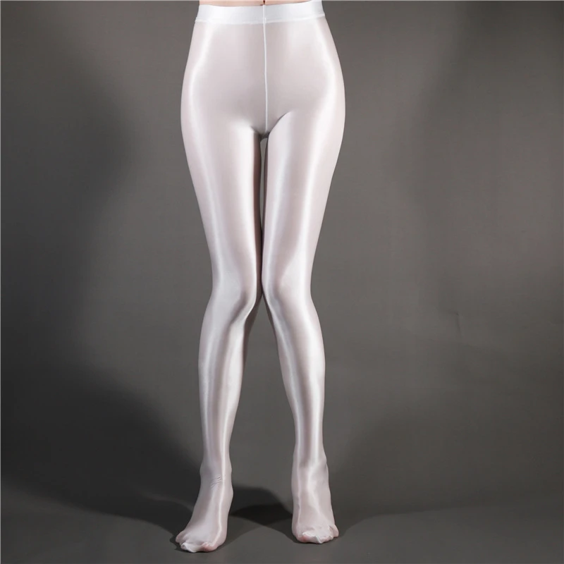 Plus Size Oil Glossy Stretchy Pantyhose Thicken Crotch Spandex Tights Dance Club Elastic Shaping Stockings For Women M-XL