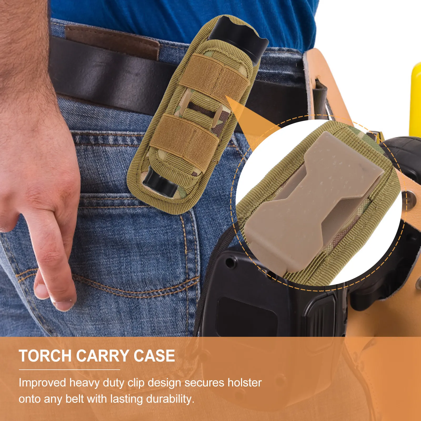 

1 шт. Поворотный на 360 градусов чехол-кобура для фонарика, прочный, эластичный, нейлоновый, для охоты и кемпинга