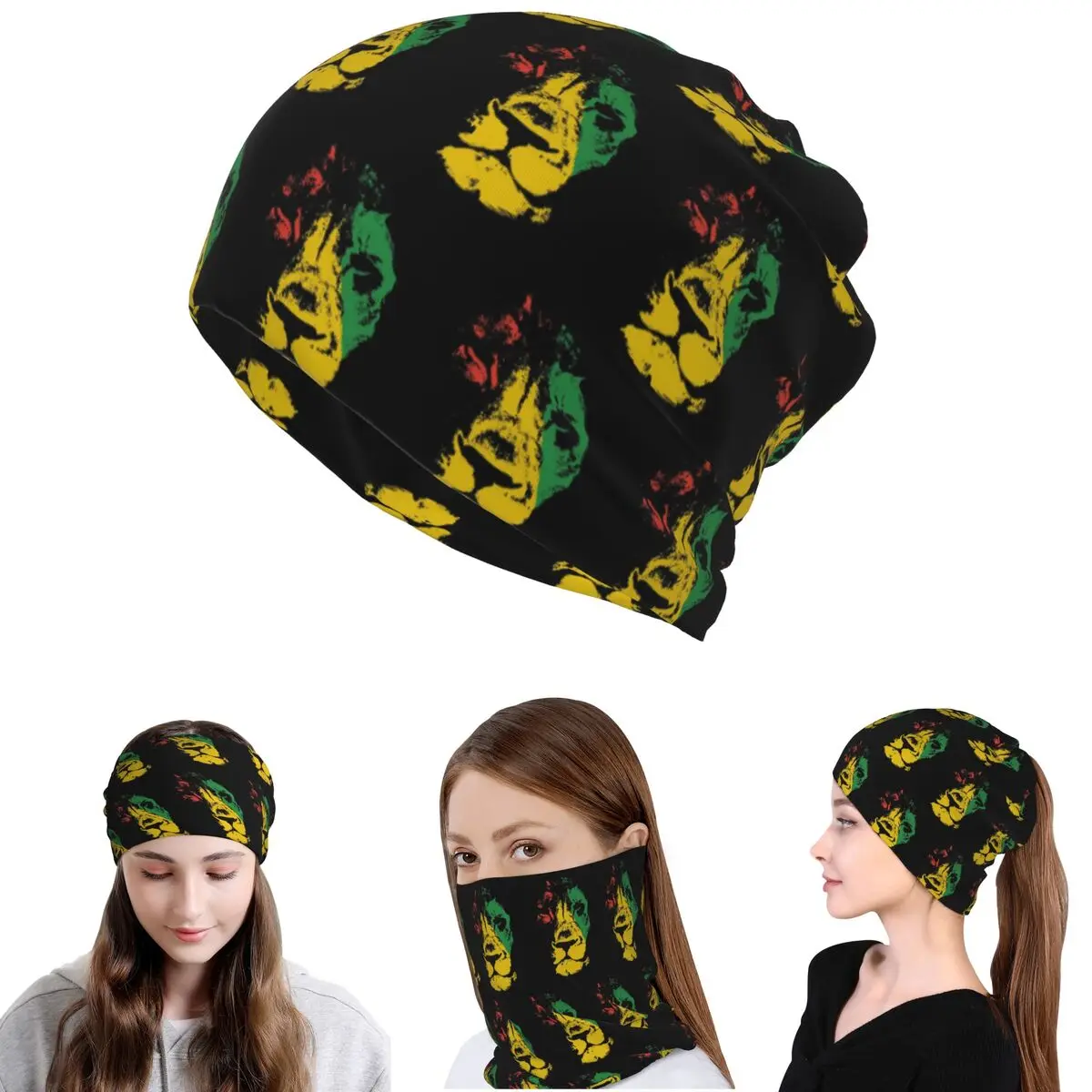 

Rastafarian Flag Lion Bandana Neck Gaiter Mask Scarf Multifunction Face Mask Beanies Hat Unisex Adult Winter