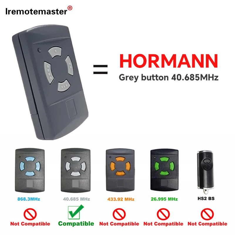 For HORMANN 40 685 mhz HS4 HSE2 HSM4 Garage Door Remote Control Grey Button HORMANN HS4-40 HSE2-40 HSM4-40 Remote Control