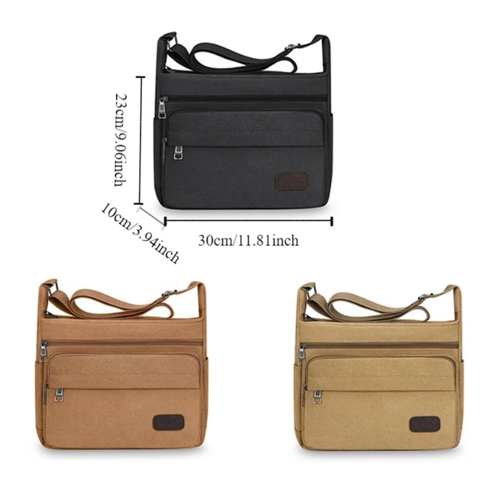 Tas Bahu Kanvas Kapasitas Besar Multifungsi Tas Kurir Multi-kompartemen Tahan Aus Tas Pria Tahan Lama Luar Ruangan