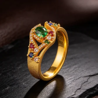 Wire-cutting, illuminated, high-end, dazzling star-shaped opening finger ring 9999gold