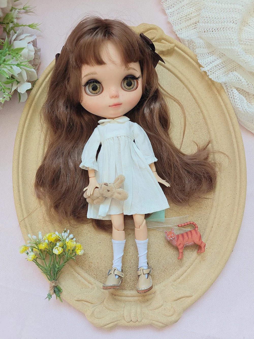 New blythe Dolls Clothes Handmade Spring Versatile White Skirt Set 28-30cm OB22 OB24 AZONE blythe doll Clothes Accessories Dress