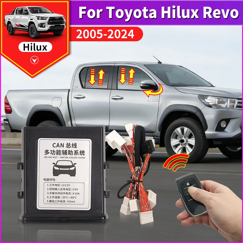 For Toyota 2005-2024 Hilux Revo Window Closer Module Rearview Mirror Folding 12V Remote Control Roll Up Modification Accessories