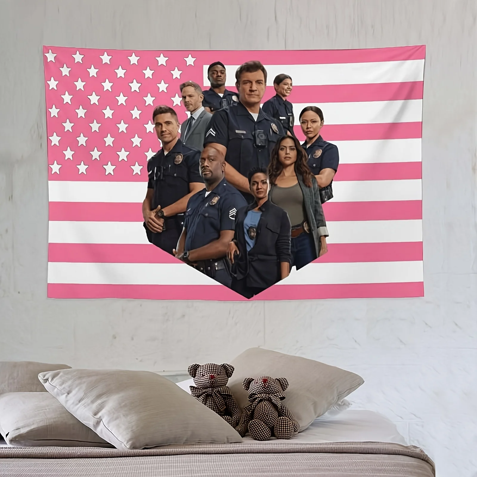 Tapestry de "The Rookie" con Lucy Chen y Tim Bradford - Tapiz grande horizontal para decoración de pared de dormitorio en Nochebuena