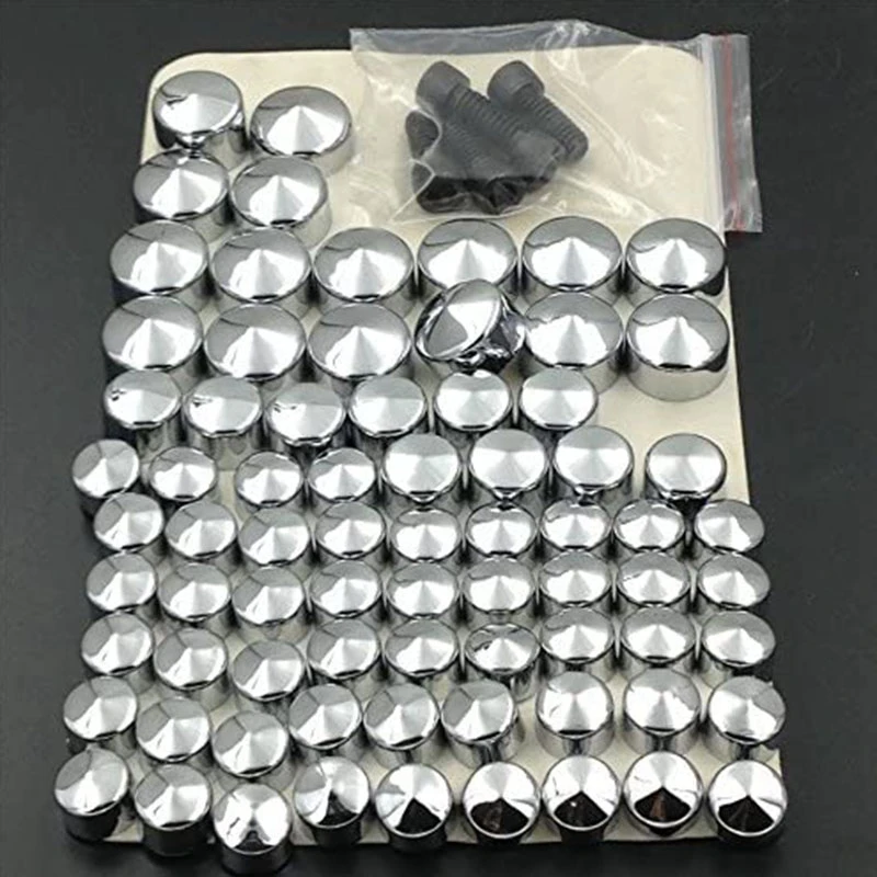 1 Set 75 PCS Motorcycle Screw Chrome Bolt Toppers Cover Caps Kit for Glide FLT- 2007-2018