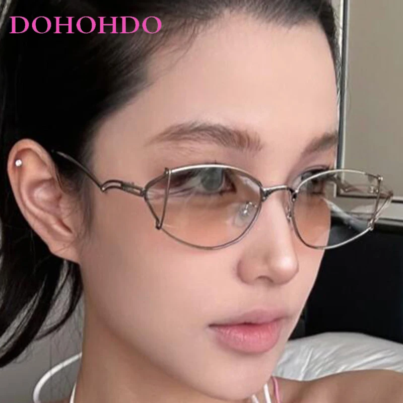 

Fashion Trendy Cat Eye Metal Frame Y2K Punk Sunglasses Ladies New Luxury Designer Sunglass Driving Travel Eyewear Female UV400