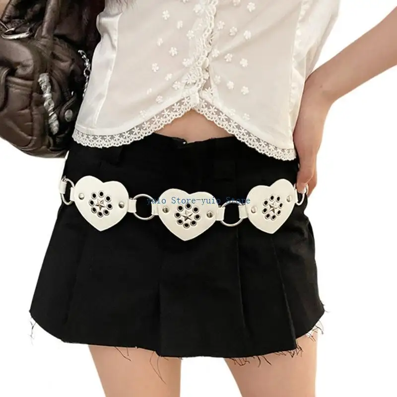 

X7XB Women Waist Chain Star Tie Belt Belly Chain Sexy Heart Charm Tie Belt