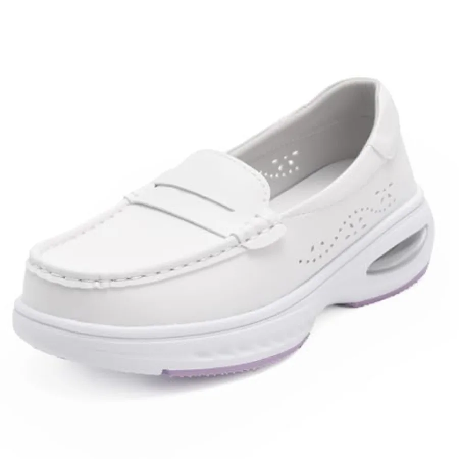 

Women's Loafers Comfortable Lightweight Breathable Leather Nursing Shoes Slip On Nurse Shoes Work Shoes with Arch Support