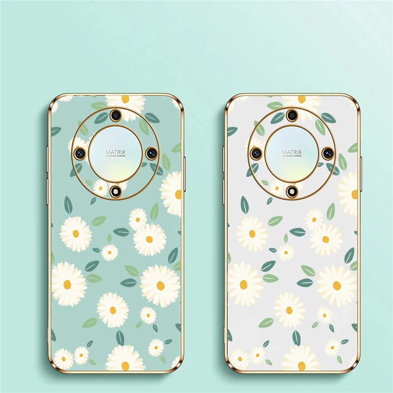 Custodia per telefono in TPU placcatura antiurto per Huawei Honor X9B X40 X7A X7B X8 4G 5G X8B X50i X20 X6A X7 Cover con stampa floreale floreale floreale