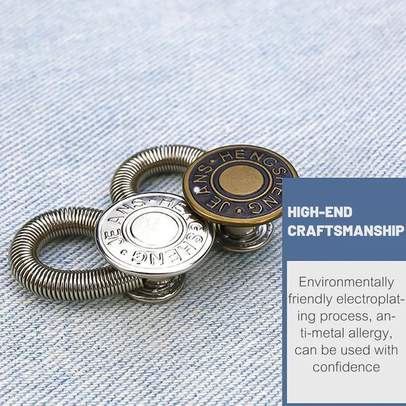 1/ 5/ 10pcs Button Extender for Pants Jeans Free Sewing Adjustable Retractable Waist Extenders Metal Buttons Waistband Expander