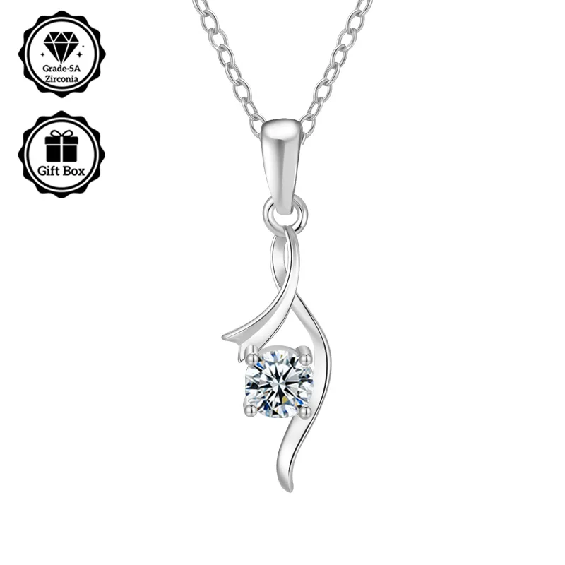 

LAMVOICE Jewelry for women, christmas gift high quality gift, 0.5 carat zirconia necklace, S925 sterling silver necklace
