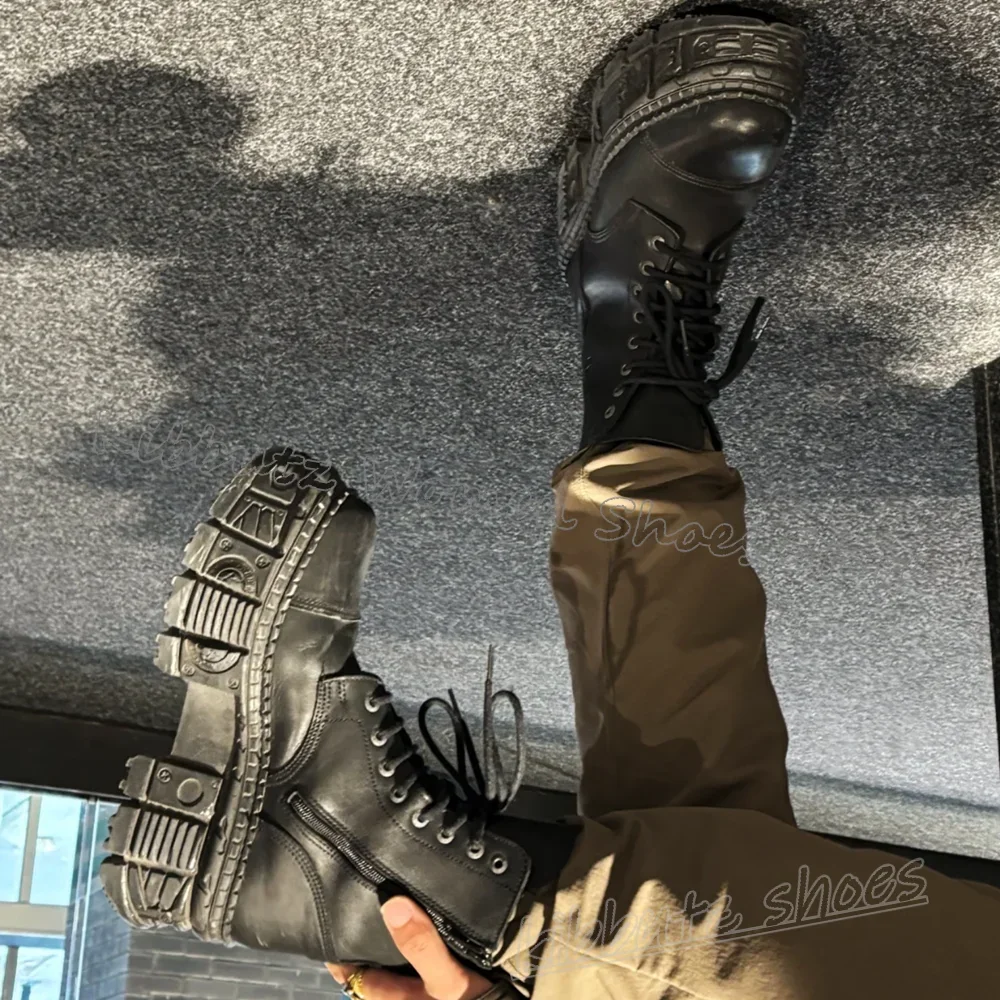 

Ботильоны с заклепками на платформе, готический рок-панк, модная лаконичная новинка для девочек, сексуальная обувь, новейшая обувь с круглым носком и толстой подошвой на шнуровке
