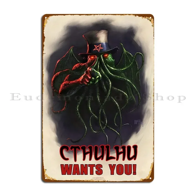 Uncle Cthulhu Wants You Metal Sign Iron Wall Cave Wall Decor Wall Decor Rusty Tin Sign Poster