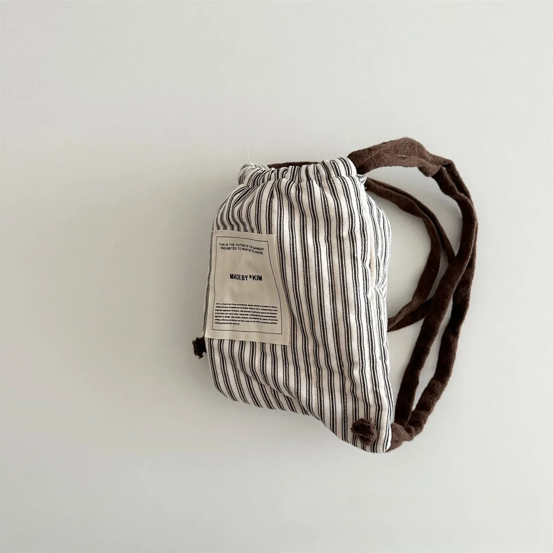 Zaino con coulisse in stile coreano per bambini Borsa a tracolla portaoggetti leggera per bambini scozzese a pois invernali