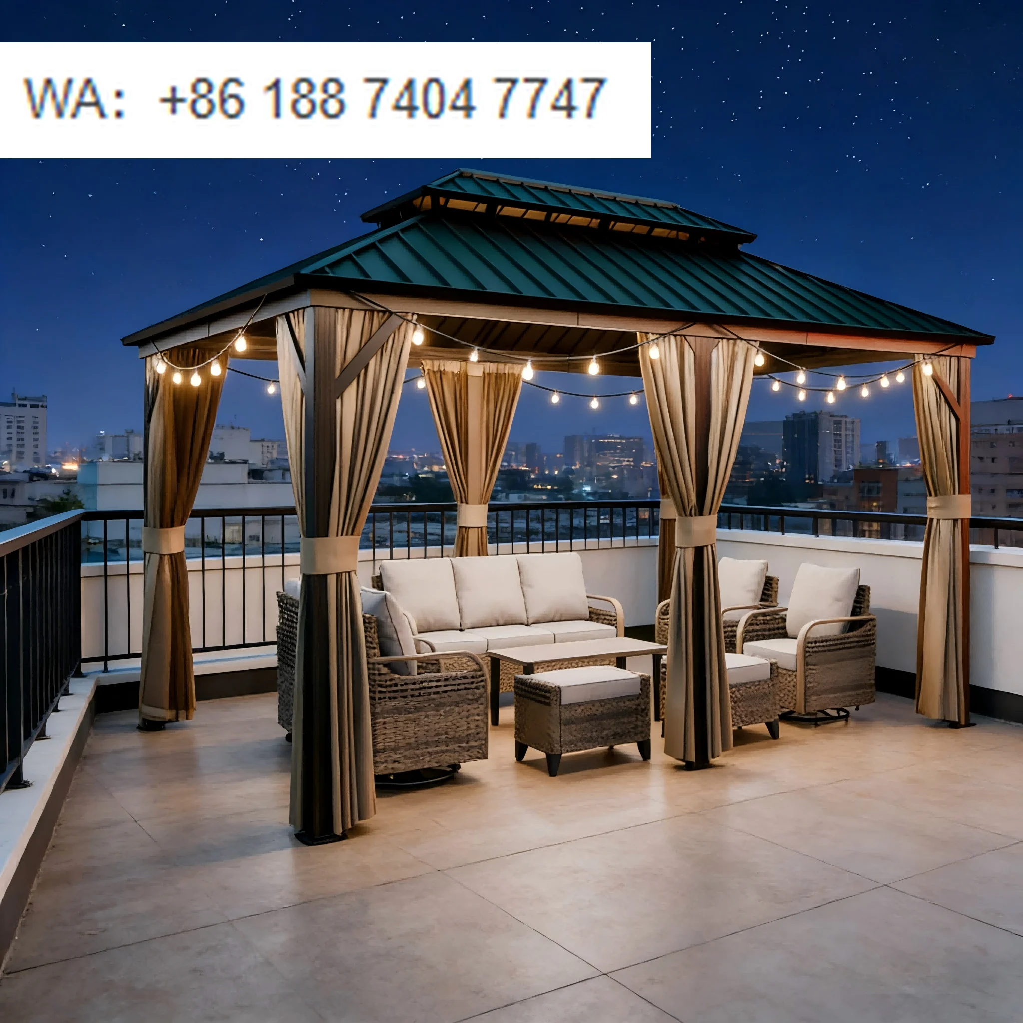 Aluminum Alloy Gazebo Pergola Waterproof Outdoor Patio Canopy Windproof Hardtop  Hardtop  12x16 12x12 Hardtop