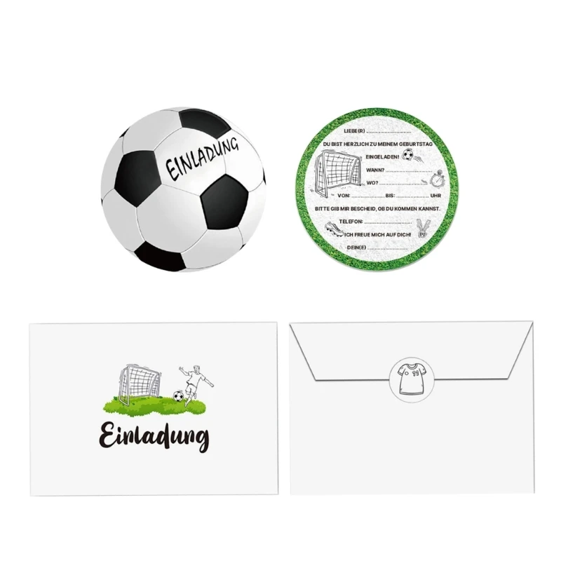 Pack of 12pcs Soccer Birthday Party Invitations Football Invitation Card for Boys Girls Birthday Celebrations A0KF