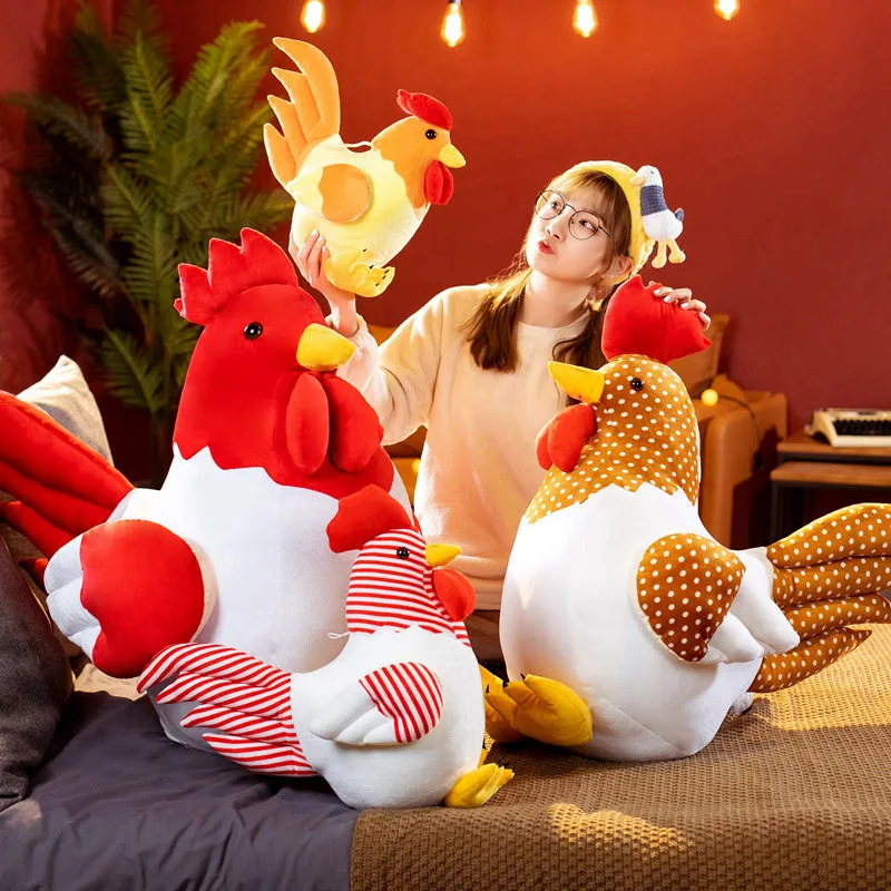 Simulation Cock Plush Toys Stuffed Soft Chicken Dolls Animal Poultry Pillow Funny Home Cushion Decor Birthday Gift