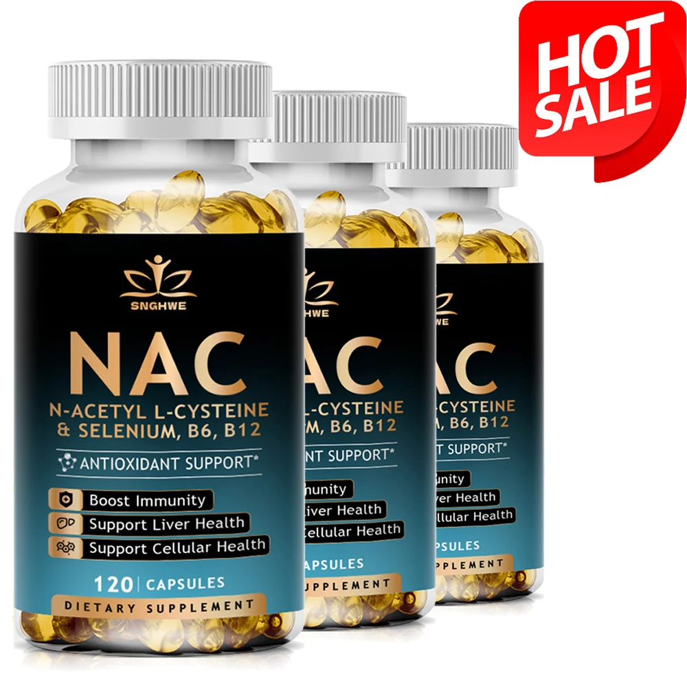 SNGHWE NAC 젤라틴 캡슐, 1200mg, 아세트산, 브레인 풀, 간 추출물, 폐동맥, 아미노산, 젤라틴 보충제