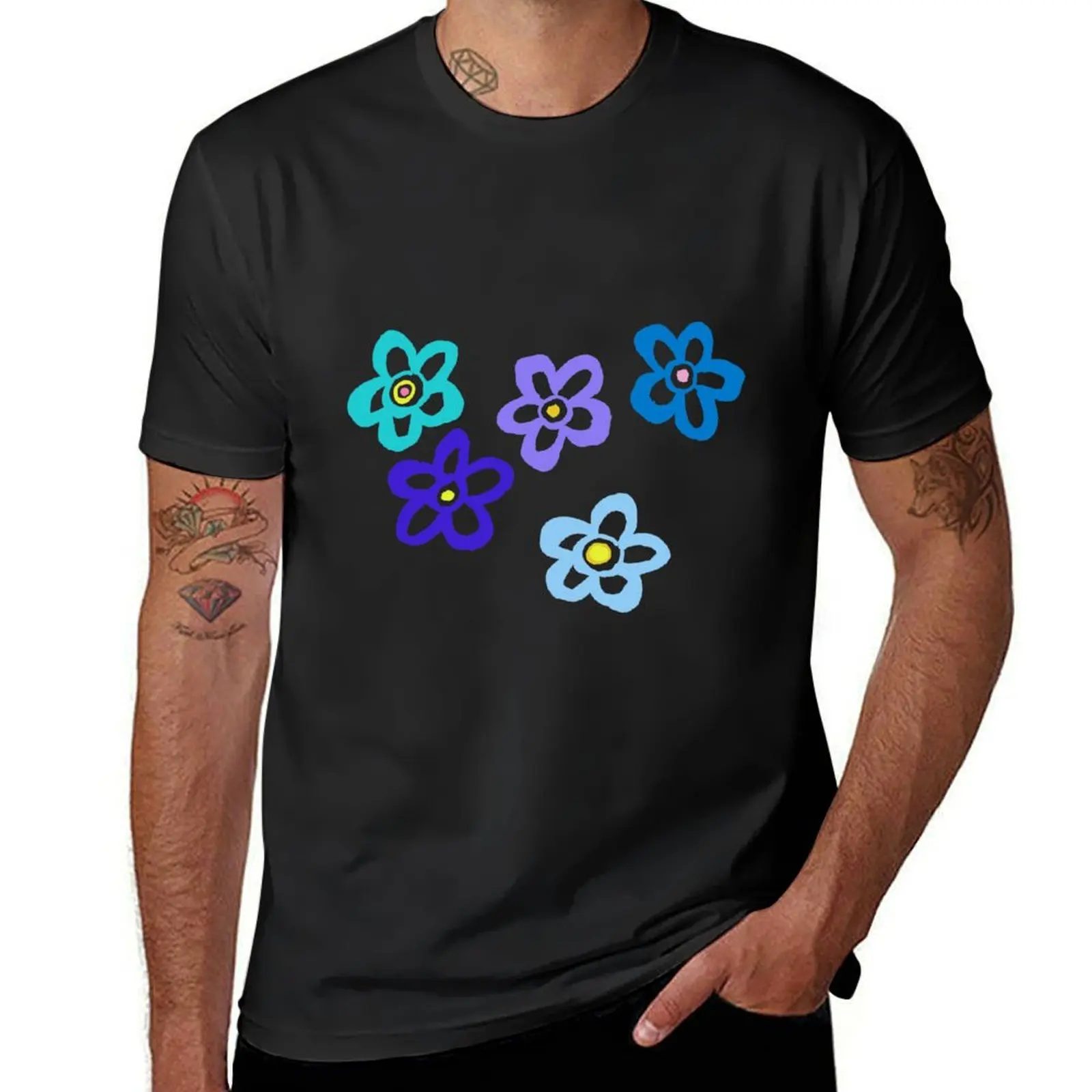 

Black and white simple flower design T-Shirt custom t-shirts mens t shirts pack