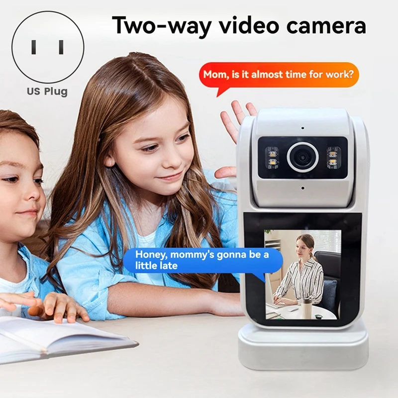 

Screen Household Camera Video Call Camera Auto Tracking With Two-Way Video & Audio For Home Security US PLUG