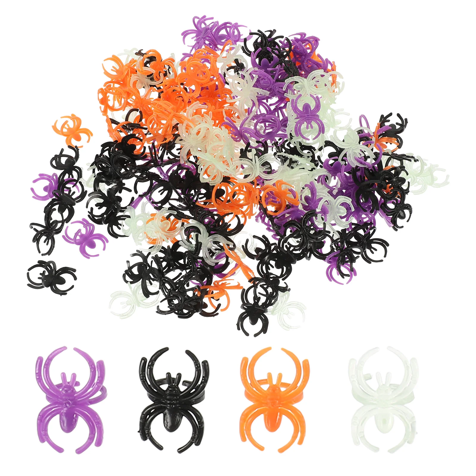 

200 шт., пластиковые кольца в форме паука для Хэллоуина