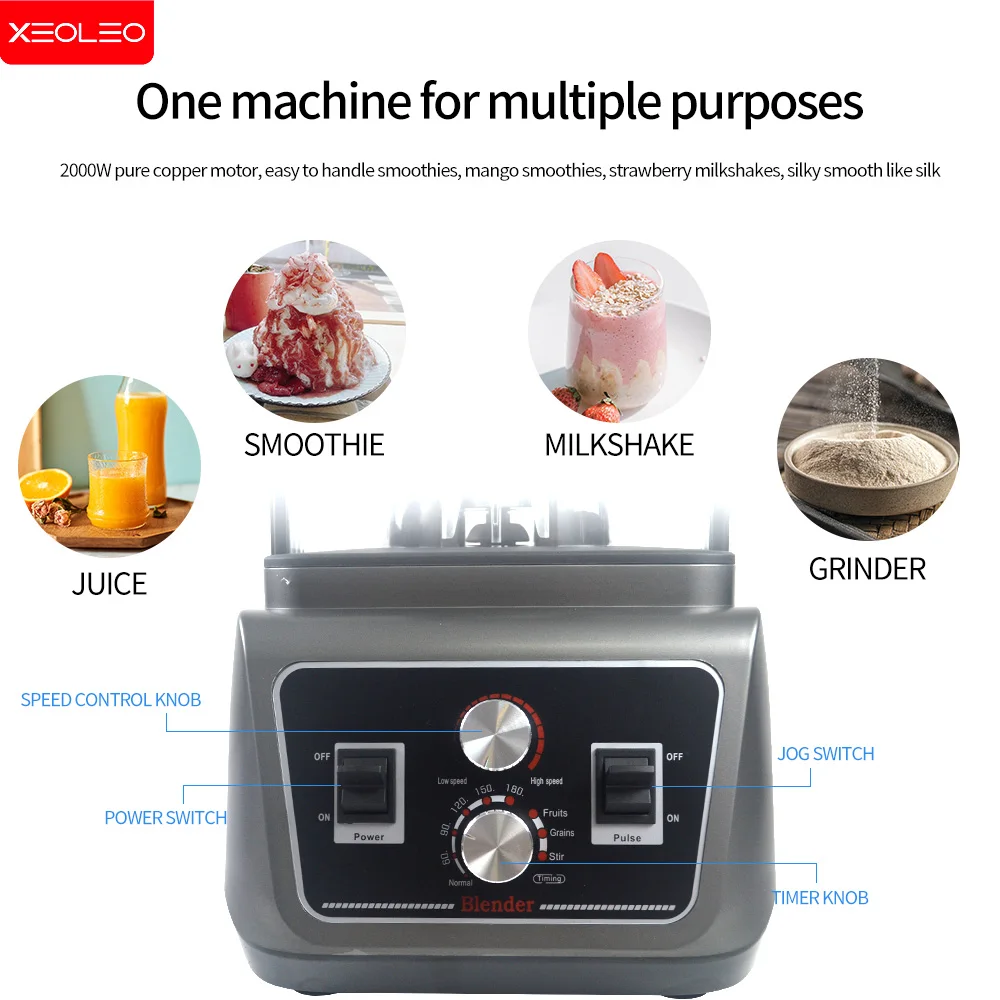 Xeoleo 2L pot 2200W professionnel minuterie intelligente mélangeur presse-agrumes haute puissance robot culinaire glace Smoothies mélangeur broyeur