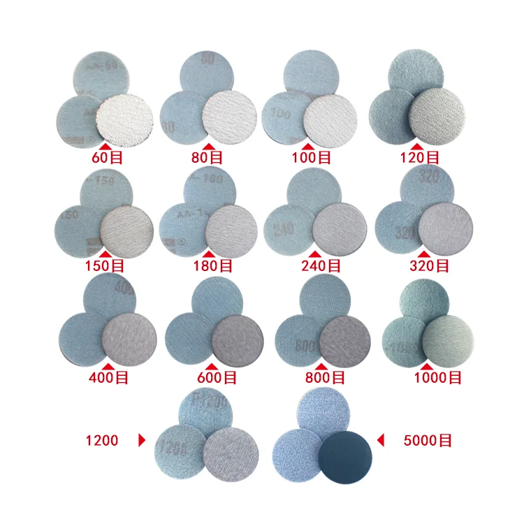 Hook and Loop Dry Sanding Discs 1-8 Inch 800-10000 Grit Flocked Back Sandpaper for Car Wood Metal Polishing