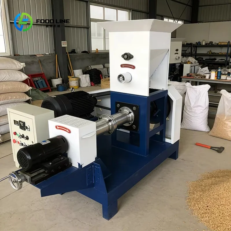 Customized Twin Screw Automatic Floating Fish Feed Extruder High Productivity Grain Processing Machine 50kg/h Capacity