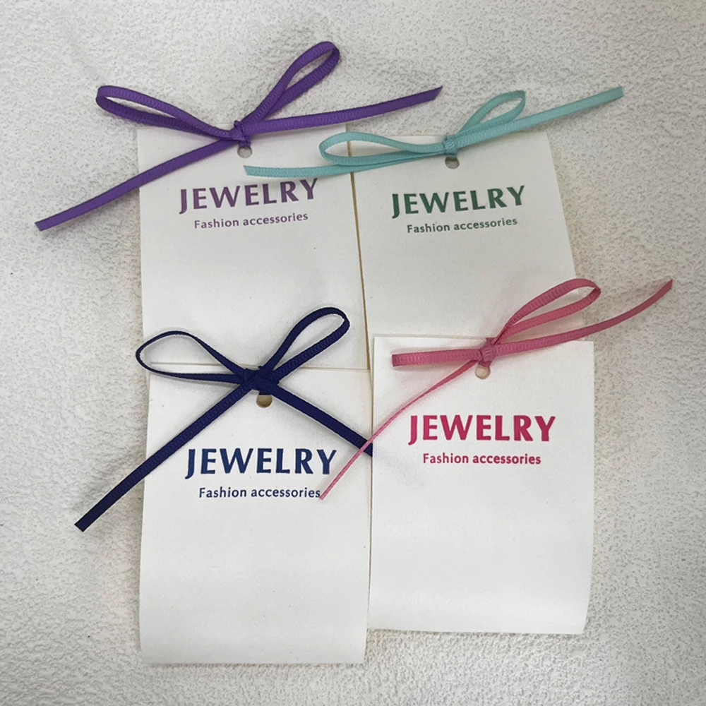 

Custom Logo 6x17cm Jewelry Card Ring Earrings Label Cotton Fabric Holder Organizer Bracelet Pendant Studs Tags Personalized Name