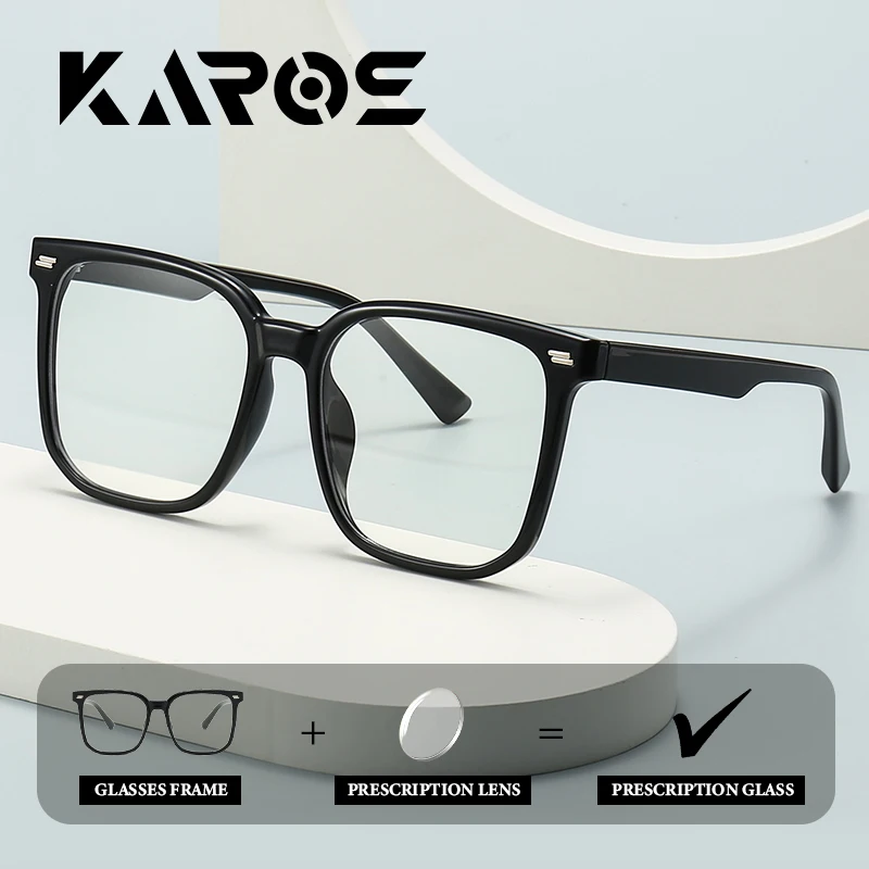 

KAROS Vintage Round Prescription Eyeglasses Large Frame Photochromic Anti-Blue Light Progressive Multifocal for Women