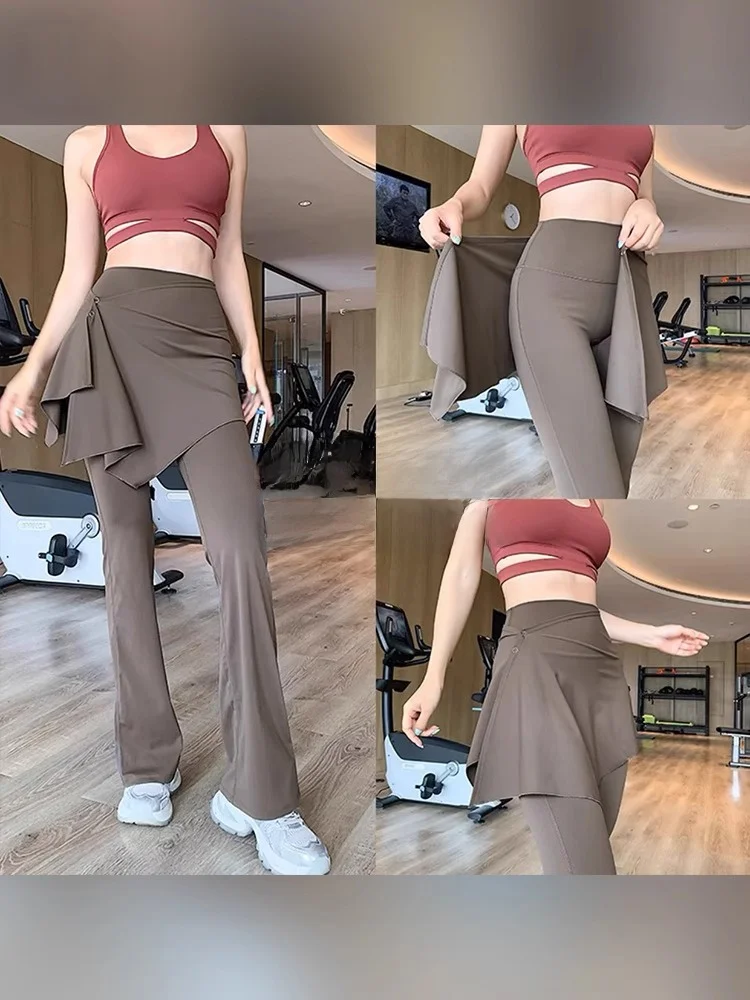 Pantaloni da yoga a vita alta Fitn da donna in pelle arca Gonna Boting Leggings da allenamento in due pezzi Primavera Estate Nuovo Sle