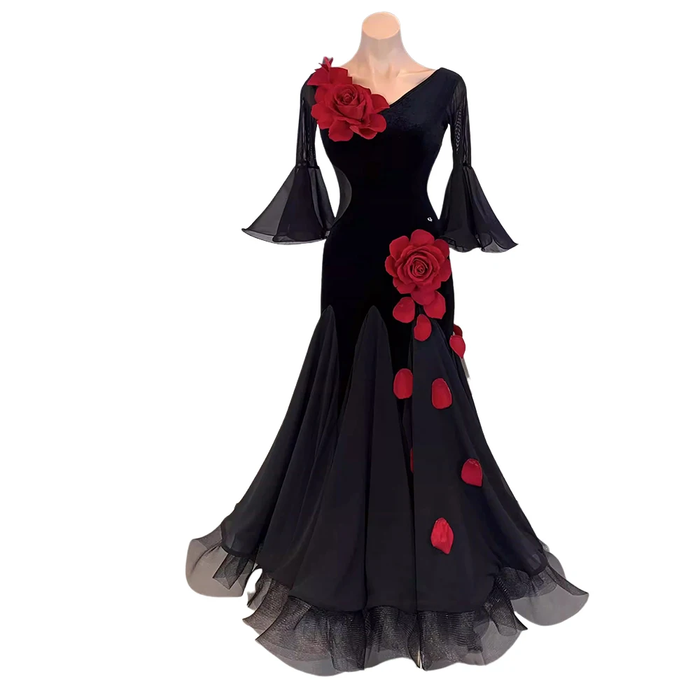 

Custom High-end Ballroom Dance Competition Dress 2025 New Women Waltz Practice Clothes Big Swing Modern Stage Wear Costumes